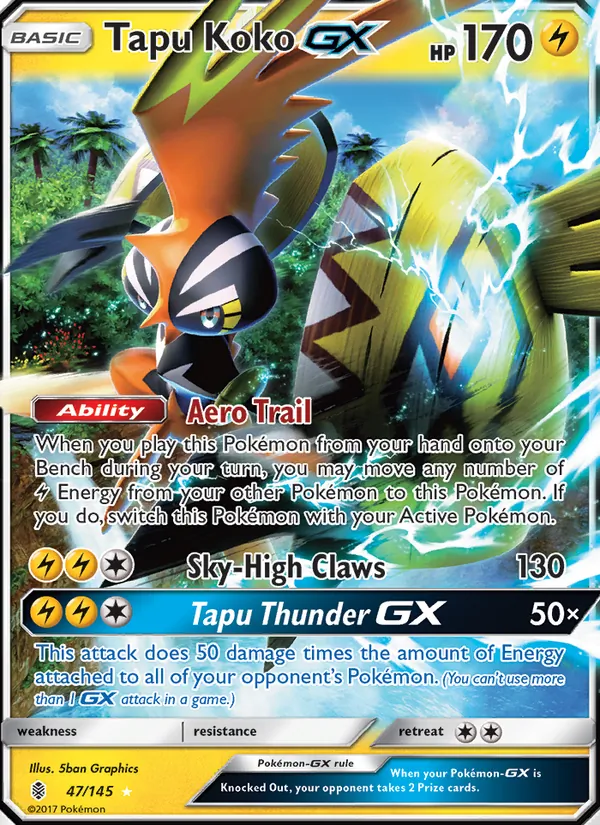 Kartu Tapu Koko GX dari Guardians Rising, nomor 47/145