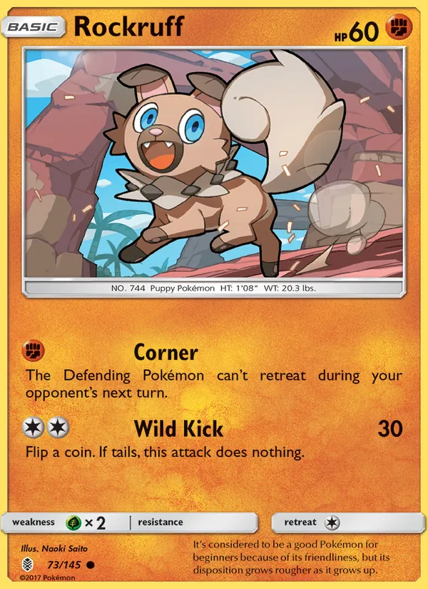 Kartu Rockruff dari Guardians Rising, nomor 73/145