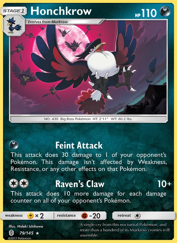 Kartu Honchkrow dari Guardians Rising, nomor 79/145