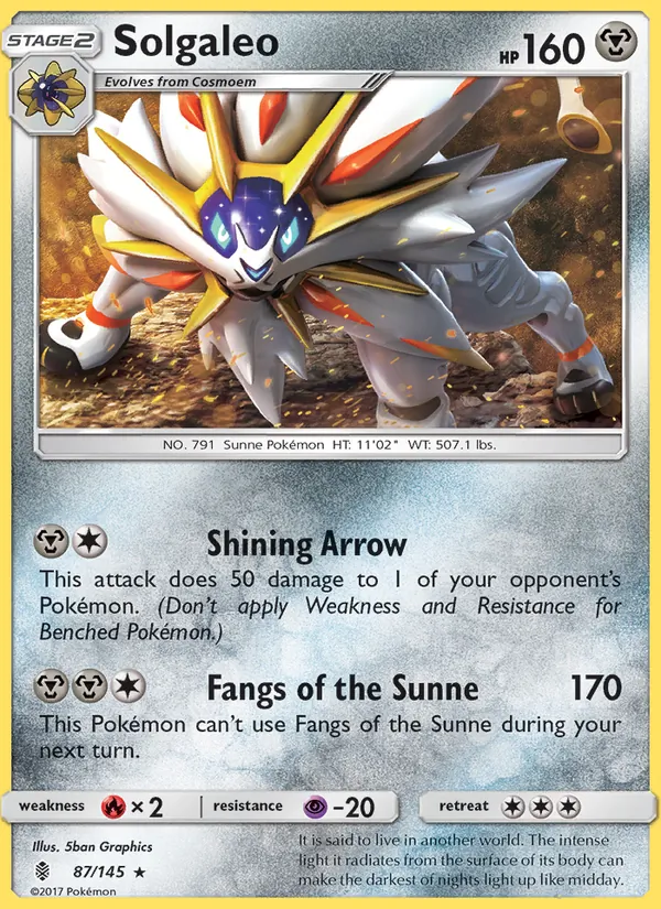 Kaart Solgaleo uit Guardians Rising, nummer 87/145