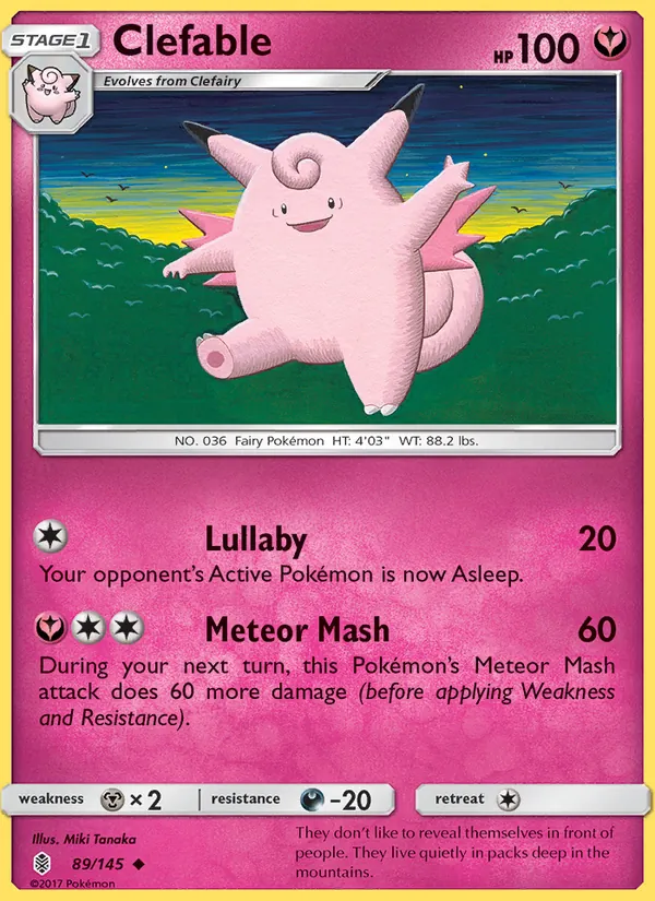 Kaart Clefable uit Guardians Rising, nummer 89/145