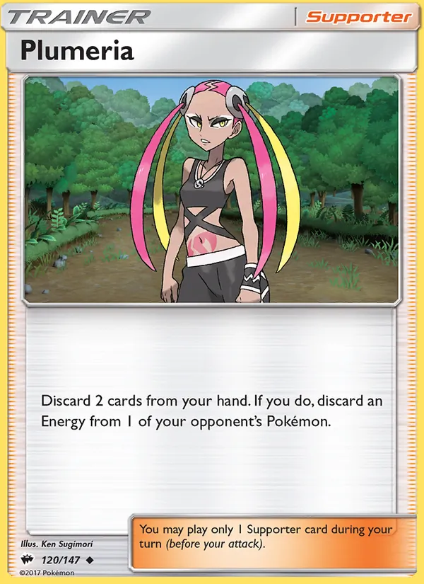 Kartu Plumeria dari Burning Shadows, nomor 120/147