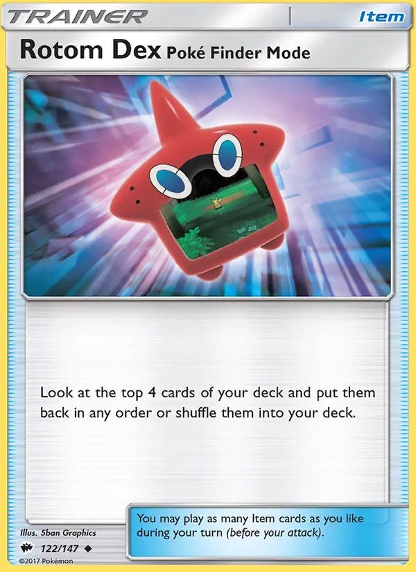Kaart Rotom Dex—Poké Finder Mode uit Burning Shadows, nummer 122/147