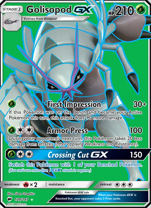 Kaart Golisopod GX uit Burning Shadows, nummer 129/147