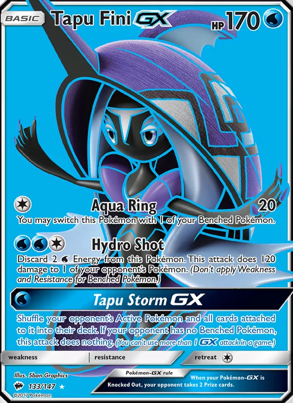 Tapu Fini GX card from Burning Shadows, number 133/147