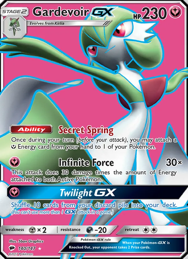 Gardevoir GX card from Burning Shadows, number 140/147