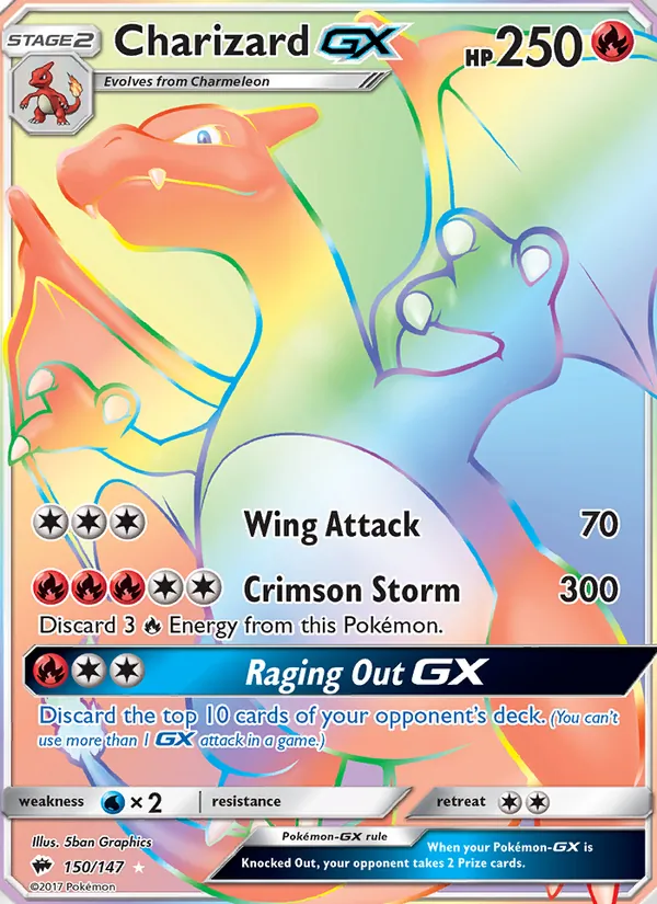 Charizard GX card from Burning Shadows, number 150/147