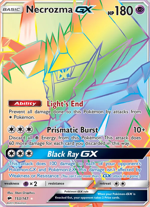 Necrozma GX card from Burning Shadows, number 153/147