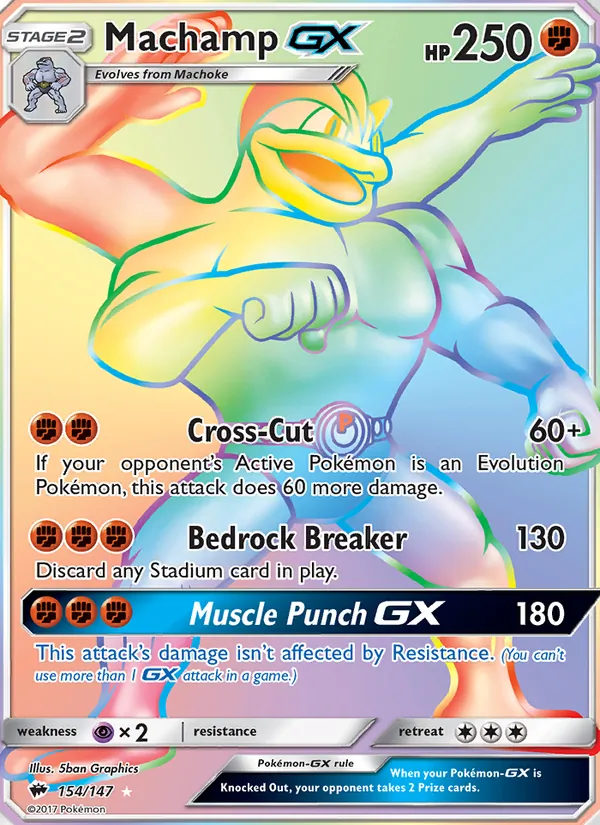 Machamp GX card from Burning Shadows, number 154/147