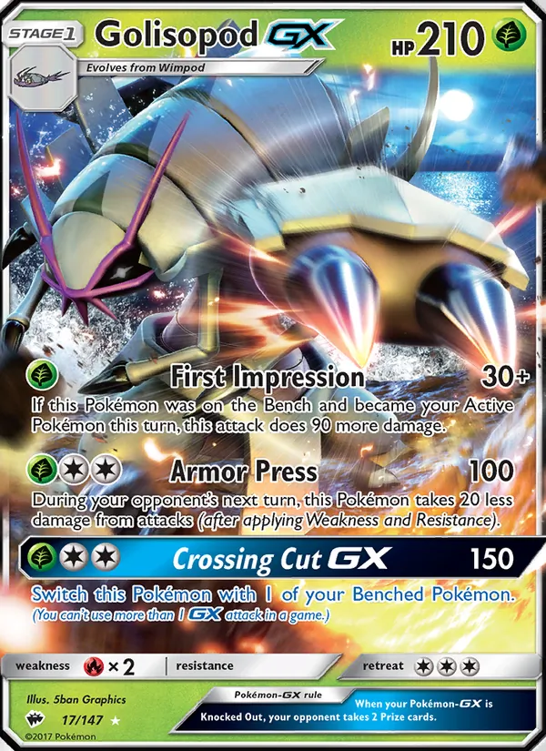 Kartu Golisopod GX dari Burning Shadows, nomor 17/147