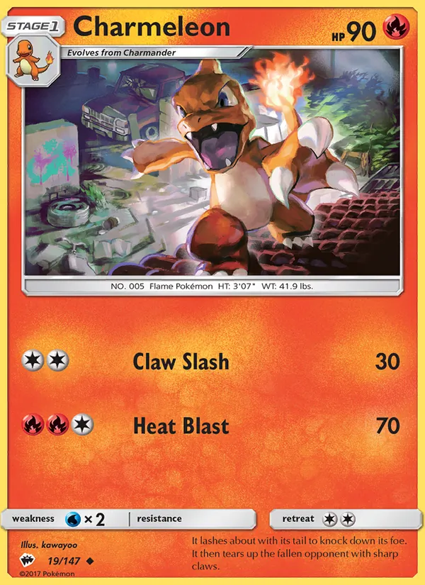 Kartu Charmeleon dari Burning Shadows, nomor 19/147