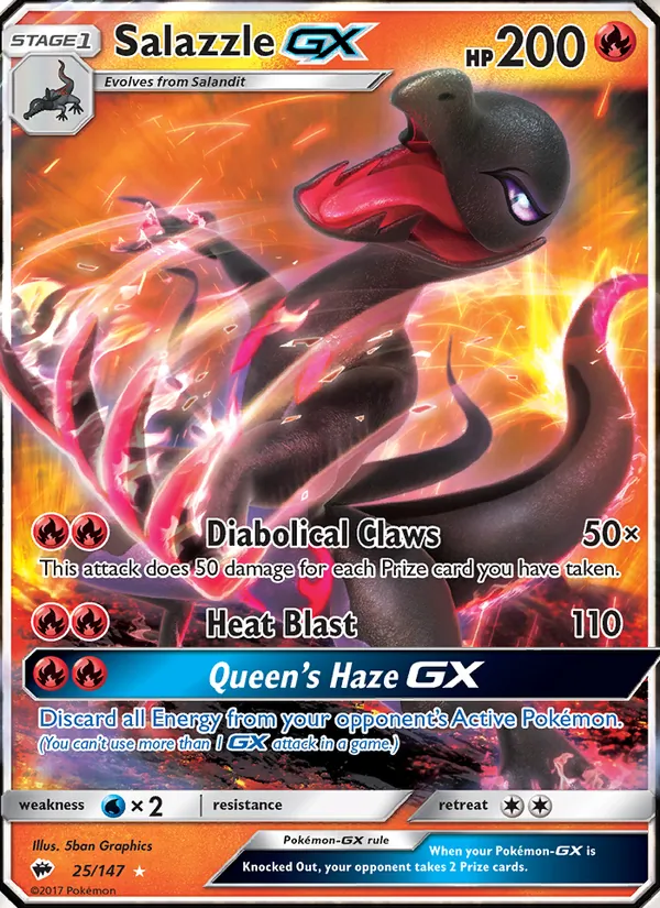 Salazzle GX card from Burning Shadows, number 25/147