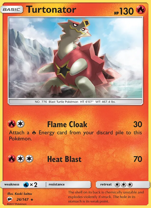 Kaart Turtonator uit Burning Shadows, nummer 26/147