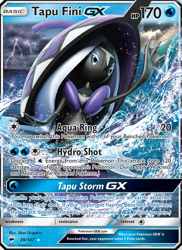 Kartu Tapu Fini GX dari Burning Shadows, nomor 39/147