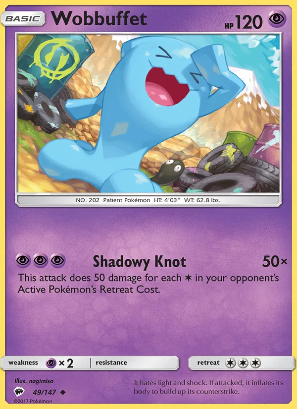 Kartu Wobbuffet dari Burning Shadows, nomor 49/147