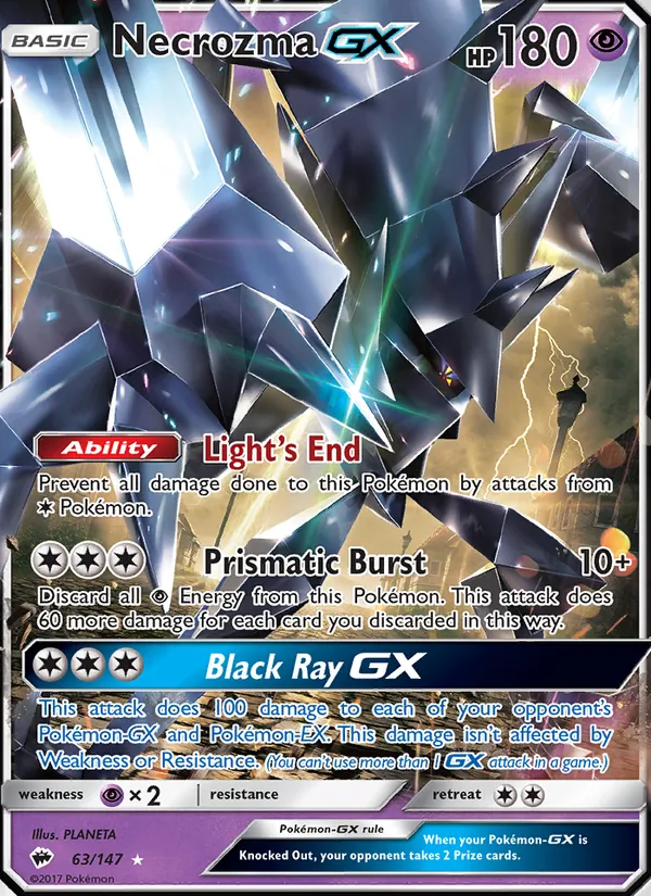 Kaart Necrozma GX uit Burning Shadows, nummer 63/147