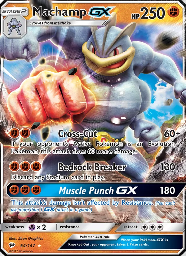 Kaart Machamp GX uit Burning Shadows, nummer 64/147