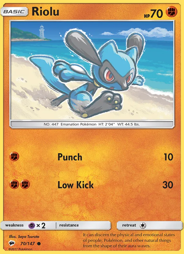 Kartu Riolu dari Burning Shadows, nomor 70/147