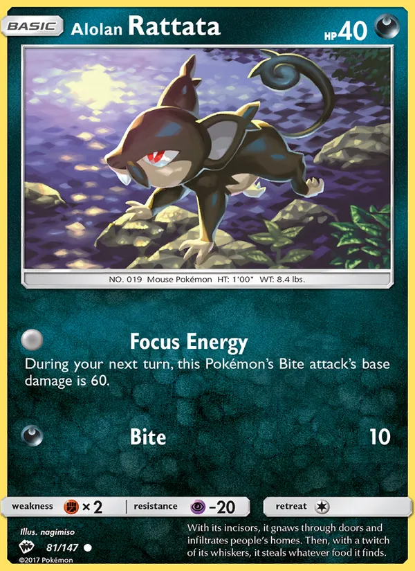 Kaart Alolan Rattata uit Burning Shadows, nummer 81/147