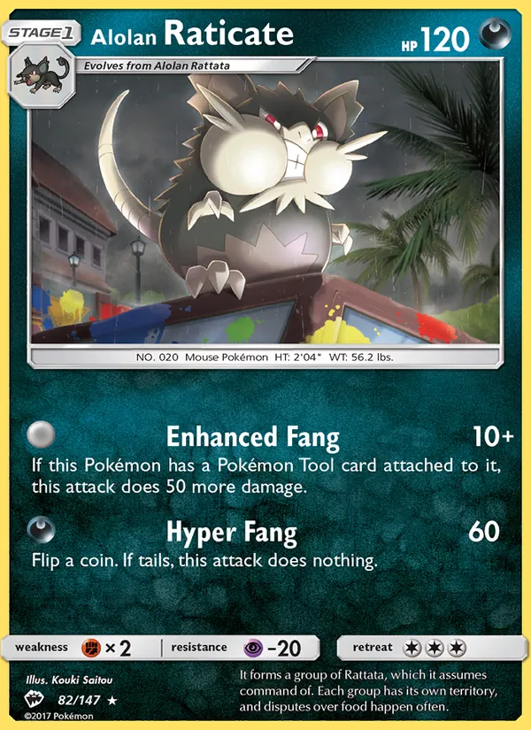 Kartu Alolan Raticate dari Burning Shadows, nomor 82/147