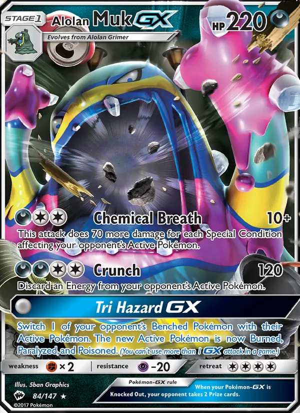 Kartu Alolan Muk GX dari Burning Shadows, nomor 84/147