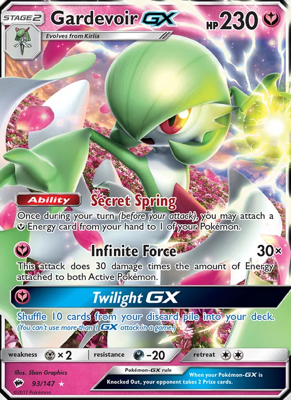 Kaart Gardevoir GX uit Burning Shadows, nummer 93/147