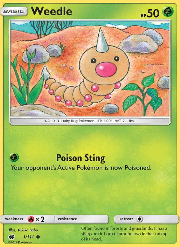 Kartu Weedle dari Crimson Invasion, nomor 1/111
