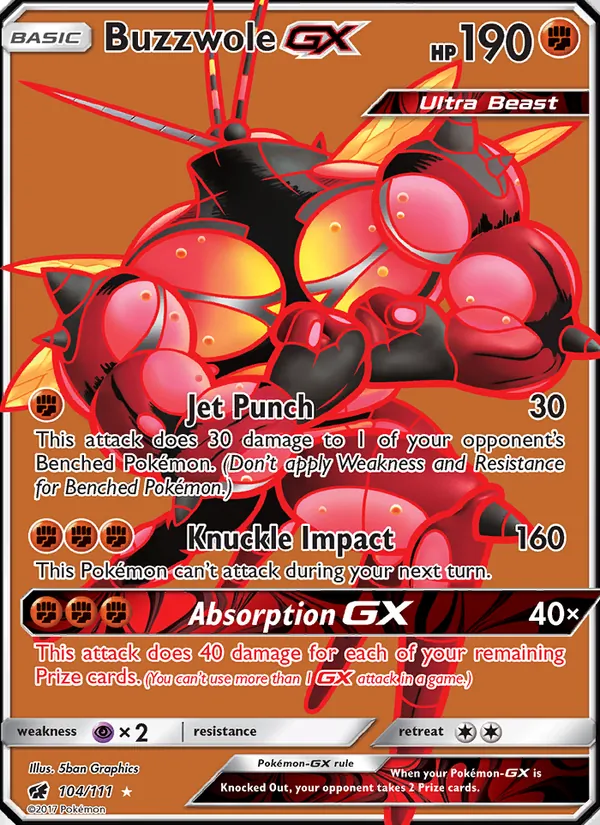 Buzzwole GX card from Crimson Invasion, number 104/111