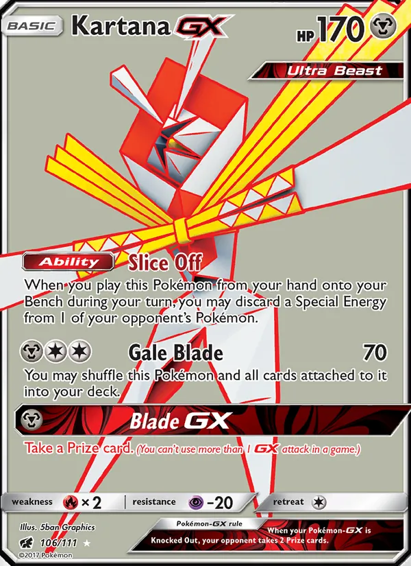 Kartana GX card from Crimson Invasion, number 106/111