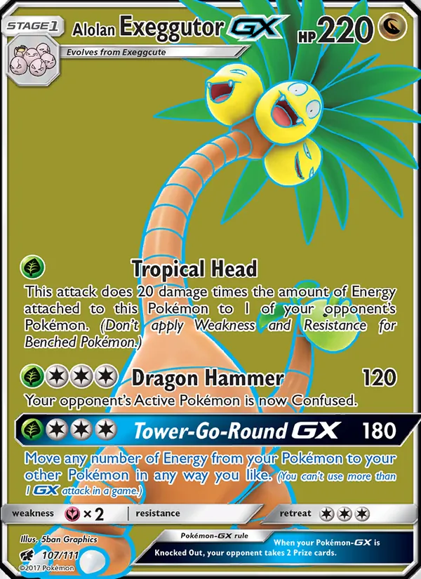 Kaart Alolan Exeggutor GX uit Crimson Invasion, nummer 107/111