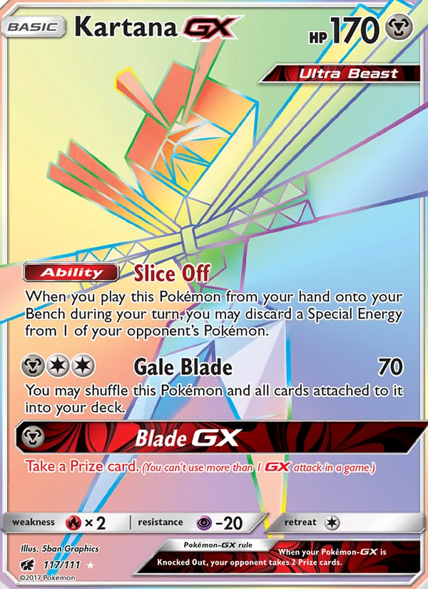 Kartana GX card from Crimson Invasion, number 117/111