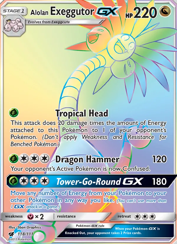 Alolan Exeggutor GX card from Crimson Invasion, number 118/111