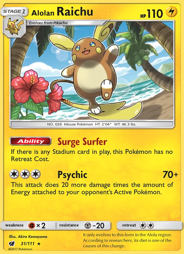 Kartu Alolan Raichu dari Crimson Invasion, nomor 31/111