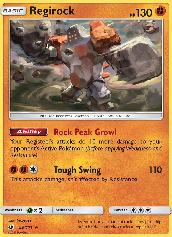 Kaart Regirock uit Crimson Invasion, nummer 53/111