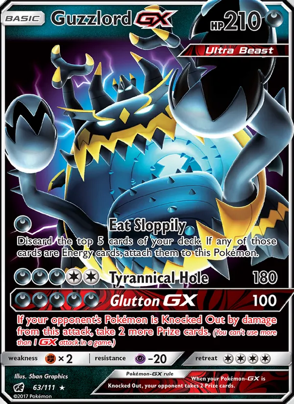 Kartu Guzzlord GX dari Crimson Invasion, nomor 63/111