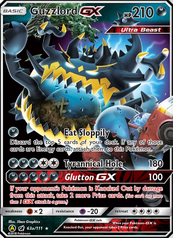 Kartu Guzzlord-GX dari Crimson Invasion, nomor 63a/111