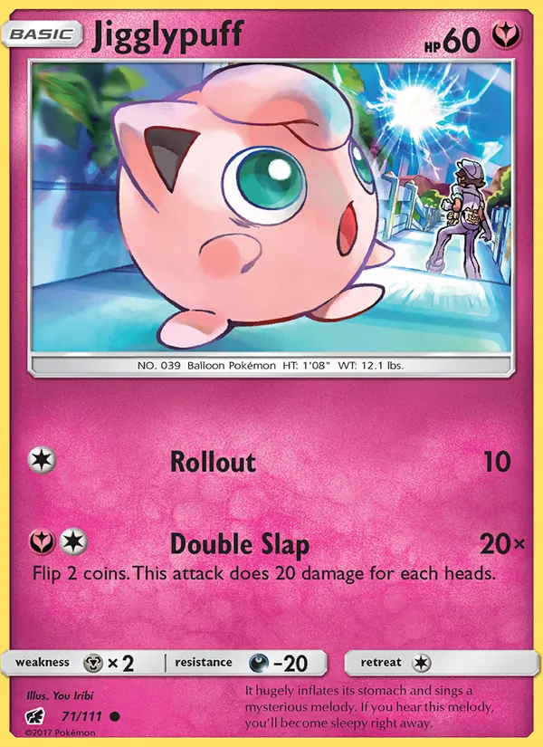 Kartu Jigglypuff dari Crimson Invasion, nomor 71/111