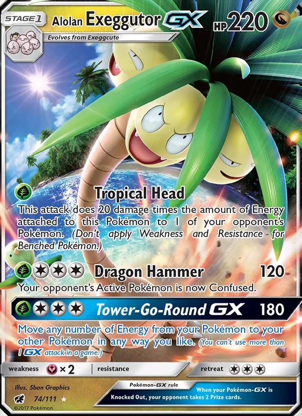 Kaart Alolan Exeggutor GX uit Crimson Invasion, nummer 74/111