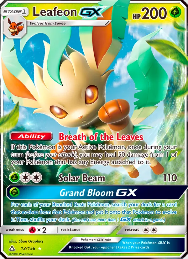 Kartu Leafeon GX dari Ultra Prism, nomor 13/156