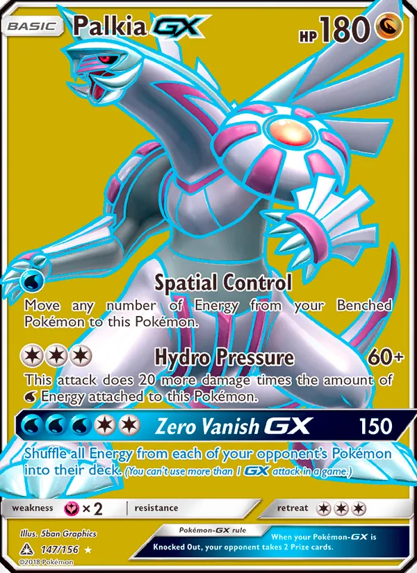 Palkia GX card from Ultra Prism, number 147/156