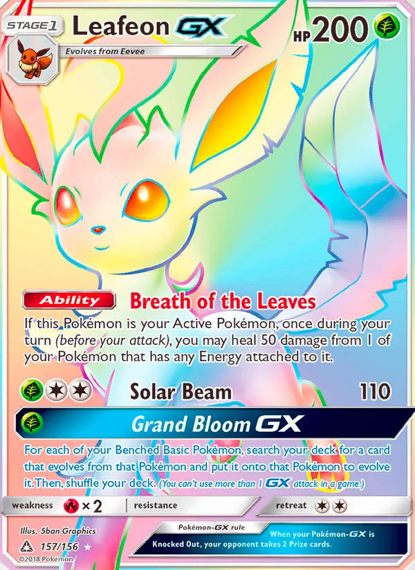 Kaart Leafeon GX uit Ultra Prism, nummer 157/156