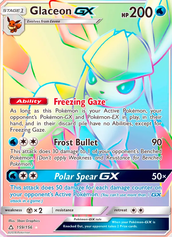 Kaart Glaceon GX uit Ultra Prism, nummer 159/156