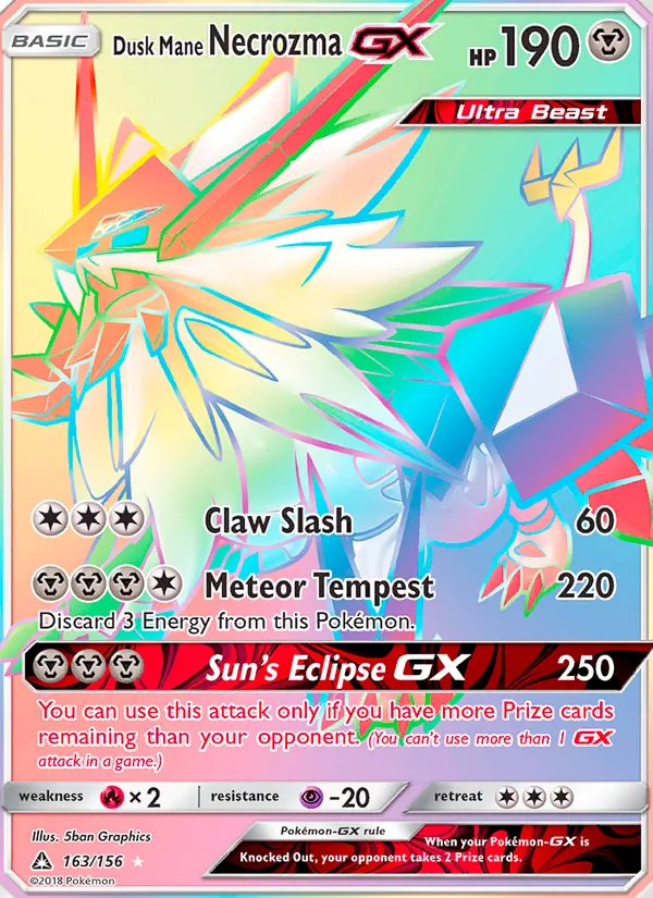 Kartu Dusk Mane Necrozma GX dari Ultra Prism, nomor 163/156