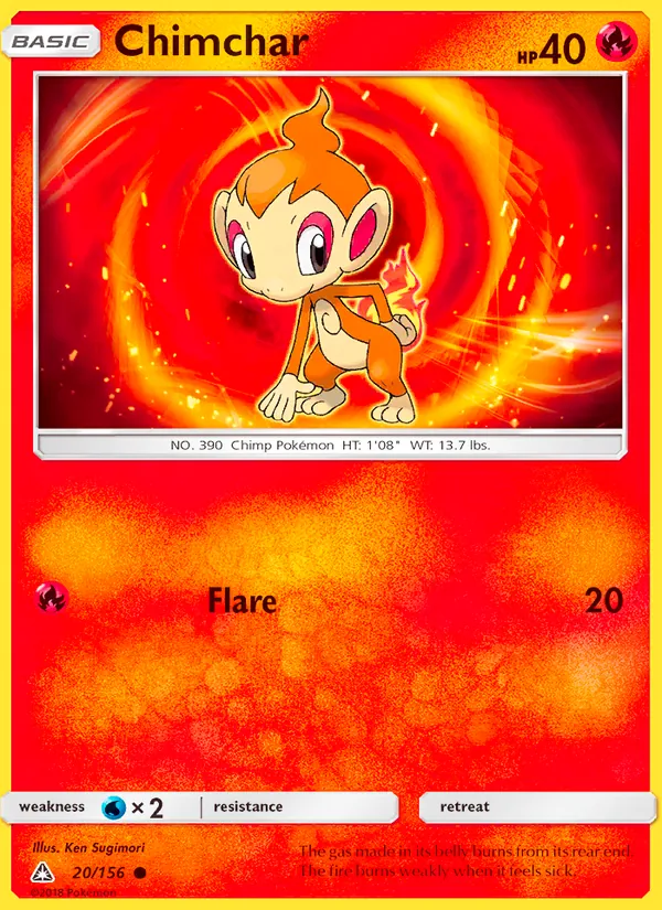 Kartu Chimchar dari Ultra Prism, nomor 20/156