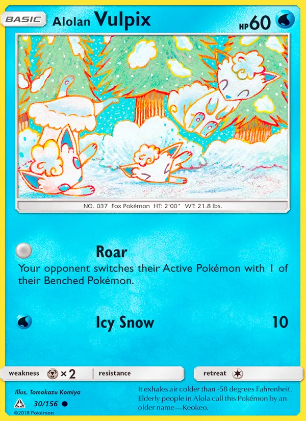 Kartu Alolan Vulpix dari Ultra Prism, nomor 30/156