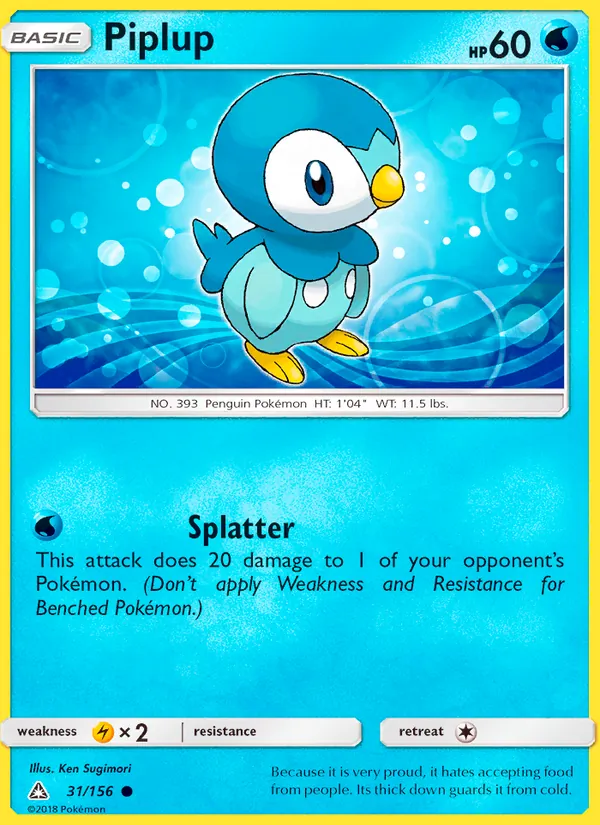 Kartu Piplup dari Ultra Prism, nomor 31/156