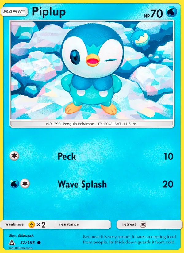 Kaart Piplup uit Ultra Prism, nummer 32/156