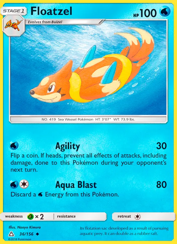 Kartu Floatzel dari Ultra Prism, nomor 36/156