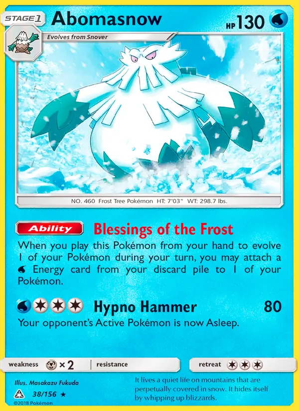 Kartu Abomasnow dari Ultra Prism, nomor 38/156