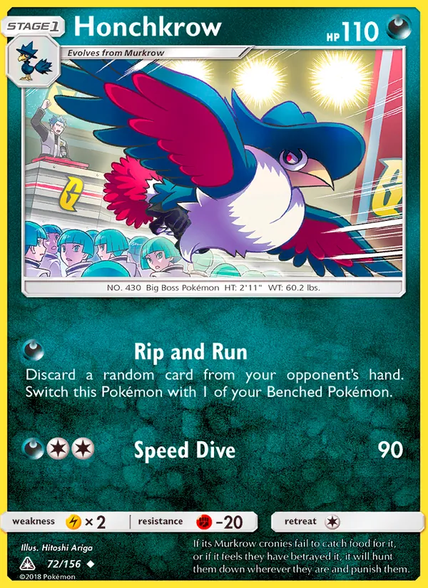Kaart Honchkrow uit Ultra Prism, nummer 72/156